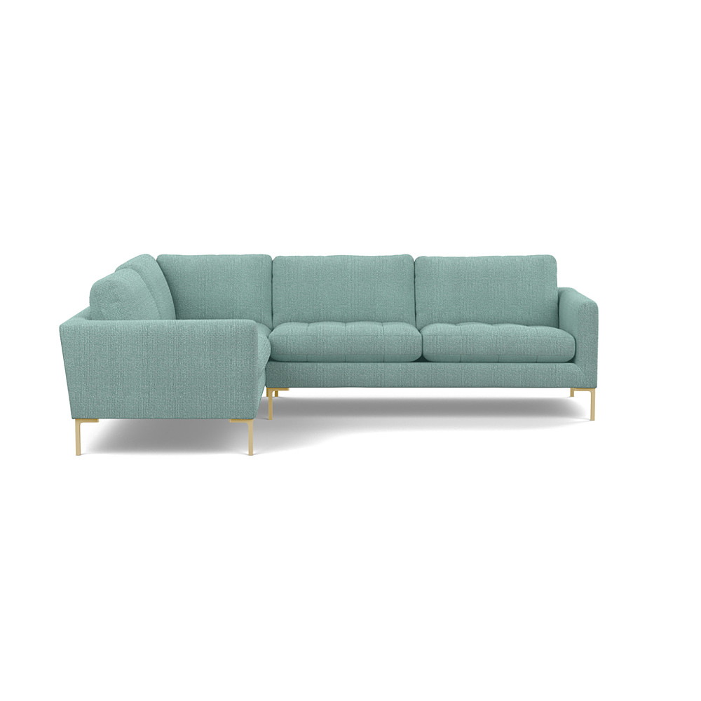 Heal's Eton Left Hand Facing Corner Sofa Tejo Recycled Teal Brass Feet