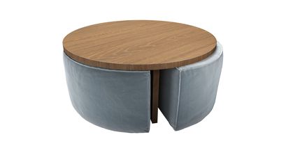 Woody Coffee Table and Nesting Stool Set in Windermere Cotton Matt Velvet - sofa.com