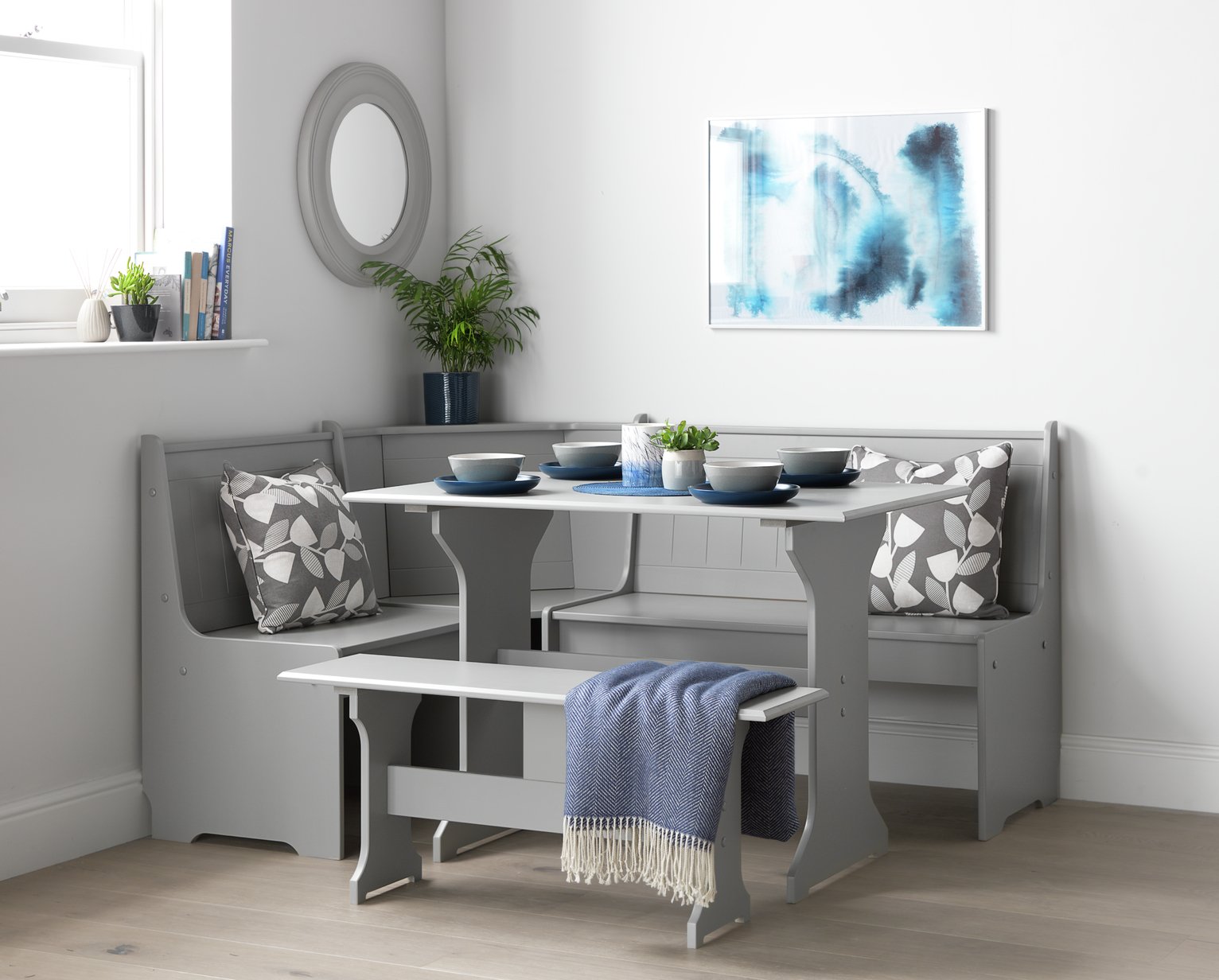 Argos Home Haversham Corner Dining Set & Bench - Grey