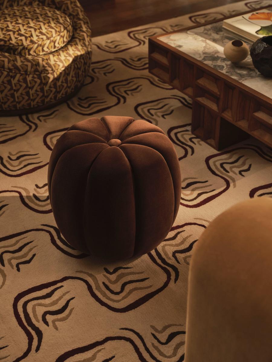 Sofia Footstool, Velvet, Chocolate