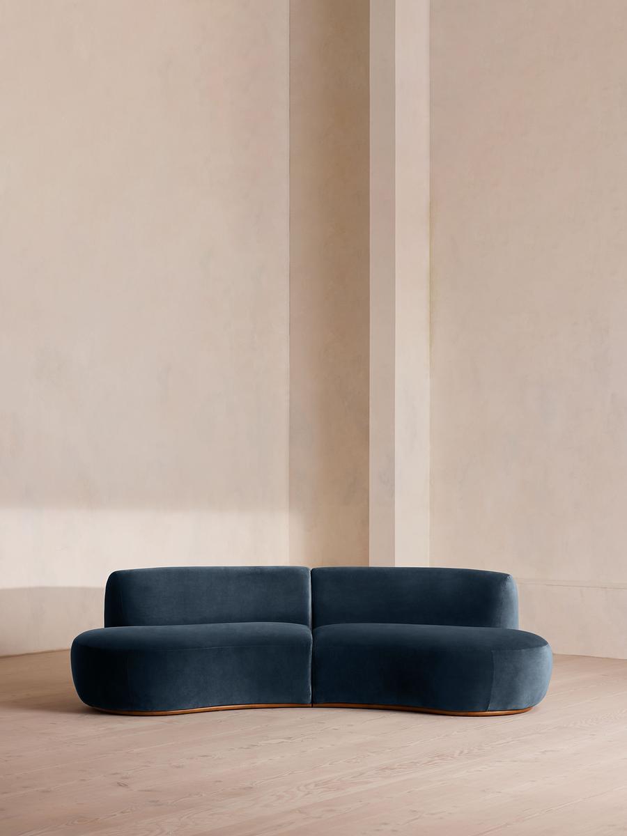 Aline Serpentine Modular Sofa, Three Seater, Royal Blue Velvet