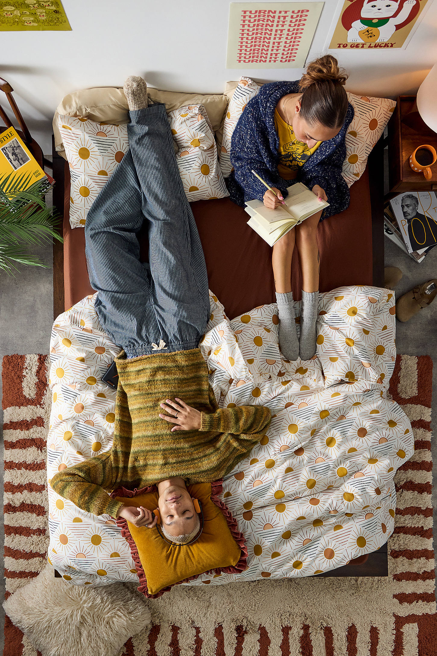 Geometric Sun Duvet Set - Orange
