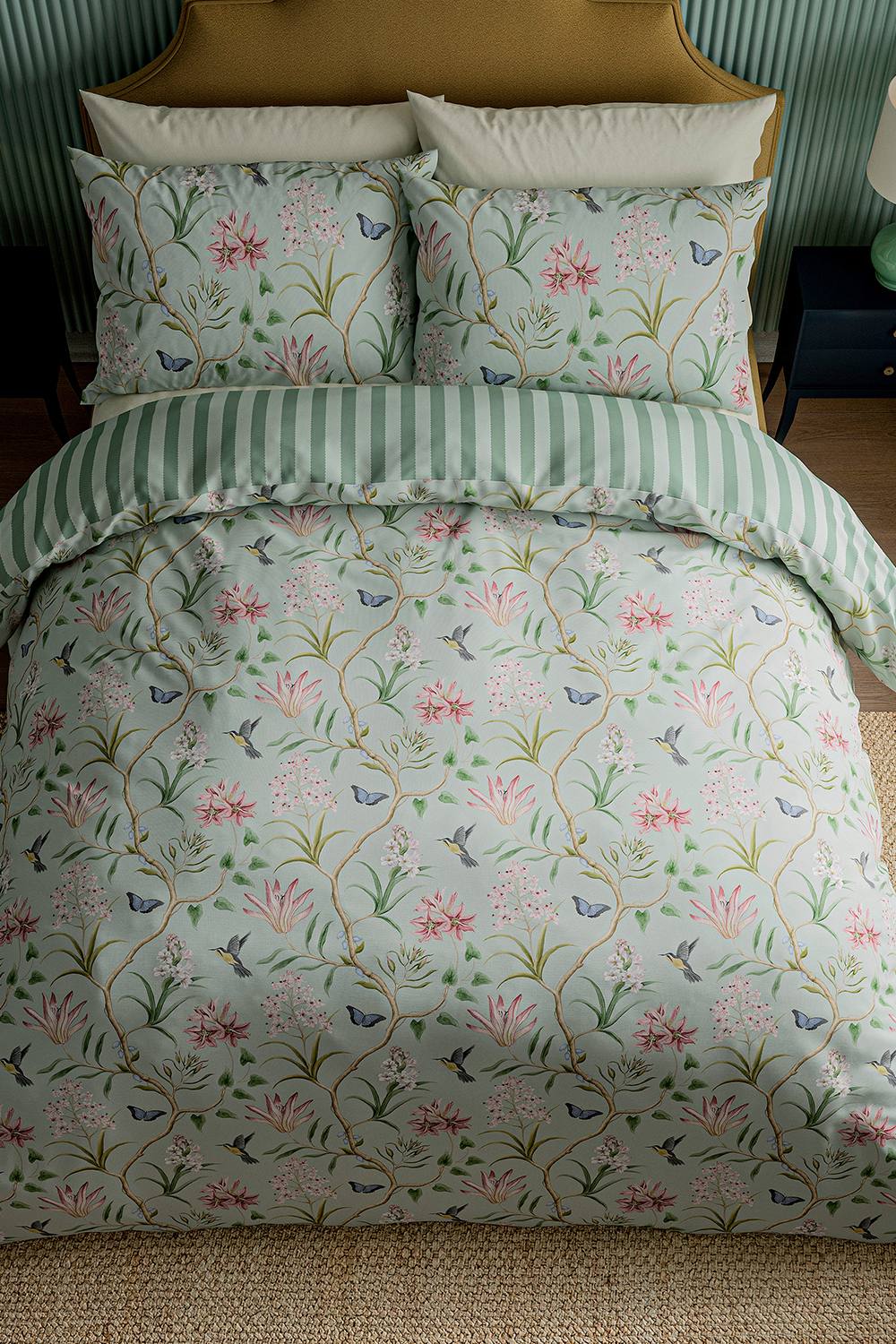 Sanderson 'Clementine' Cotton Duvet Cover Set in Aqua 4