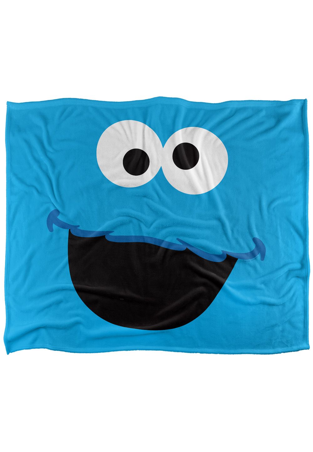 Sesame Street Cookie Monster Face Silky Touch Super Soft Throw Blanket 152 X 127 cm in White