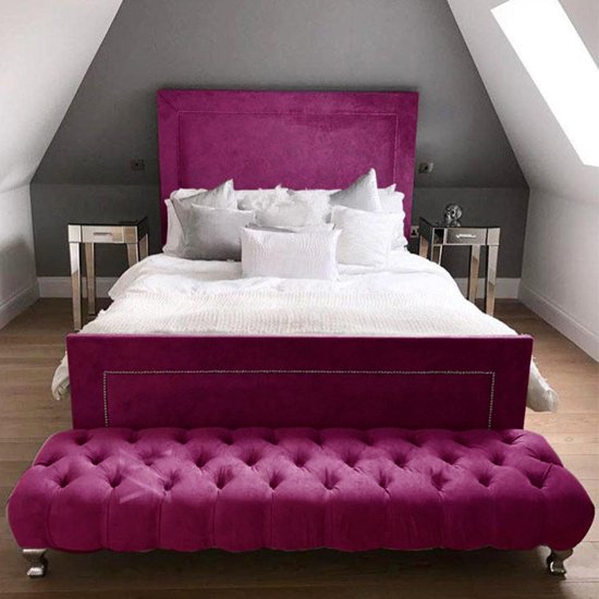Harrington Plush Velvet Upholstered Small Double Bed In Pink