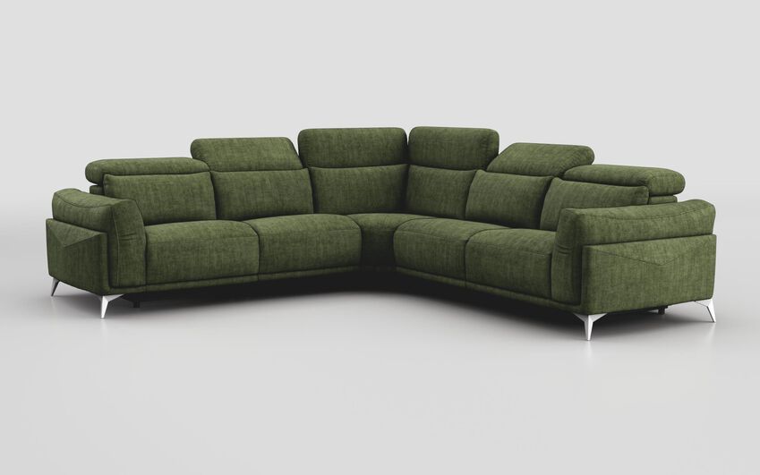 Green Fabric Gattolino 2 Corner 2 Static Sofa with Manual Head Tilt