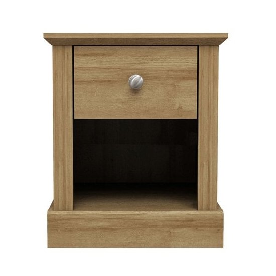 Devon Wooden Lamp Table In Oak With 1 Drawer