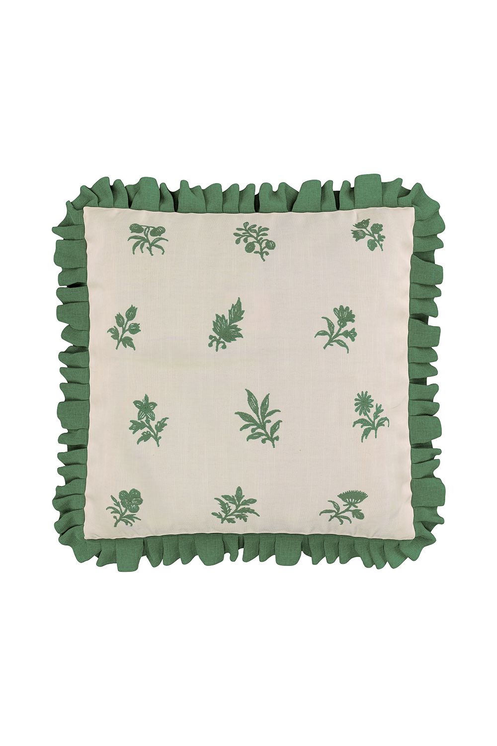 V&A 'Verdant Bouquet' Cotton Cushion in Green