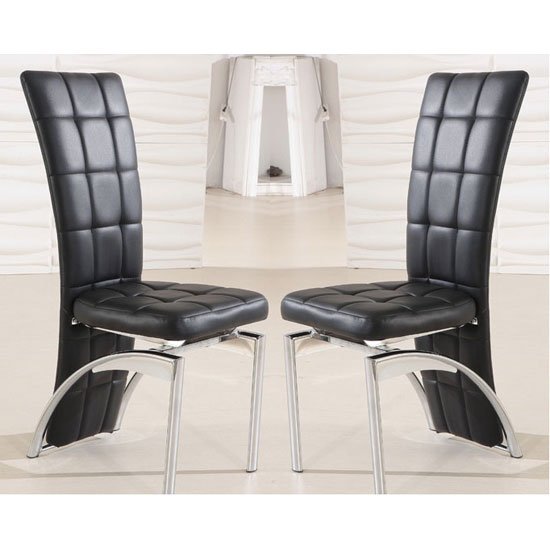 Ravenna Dining Chair In Black Faux Leather in A Pair