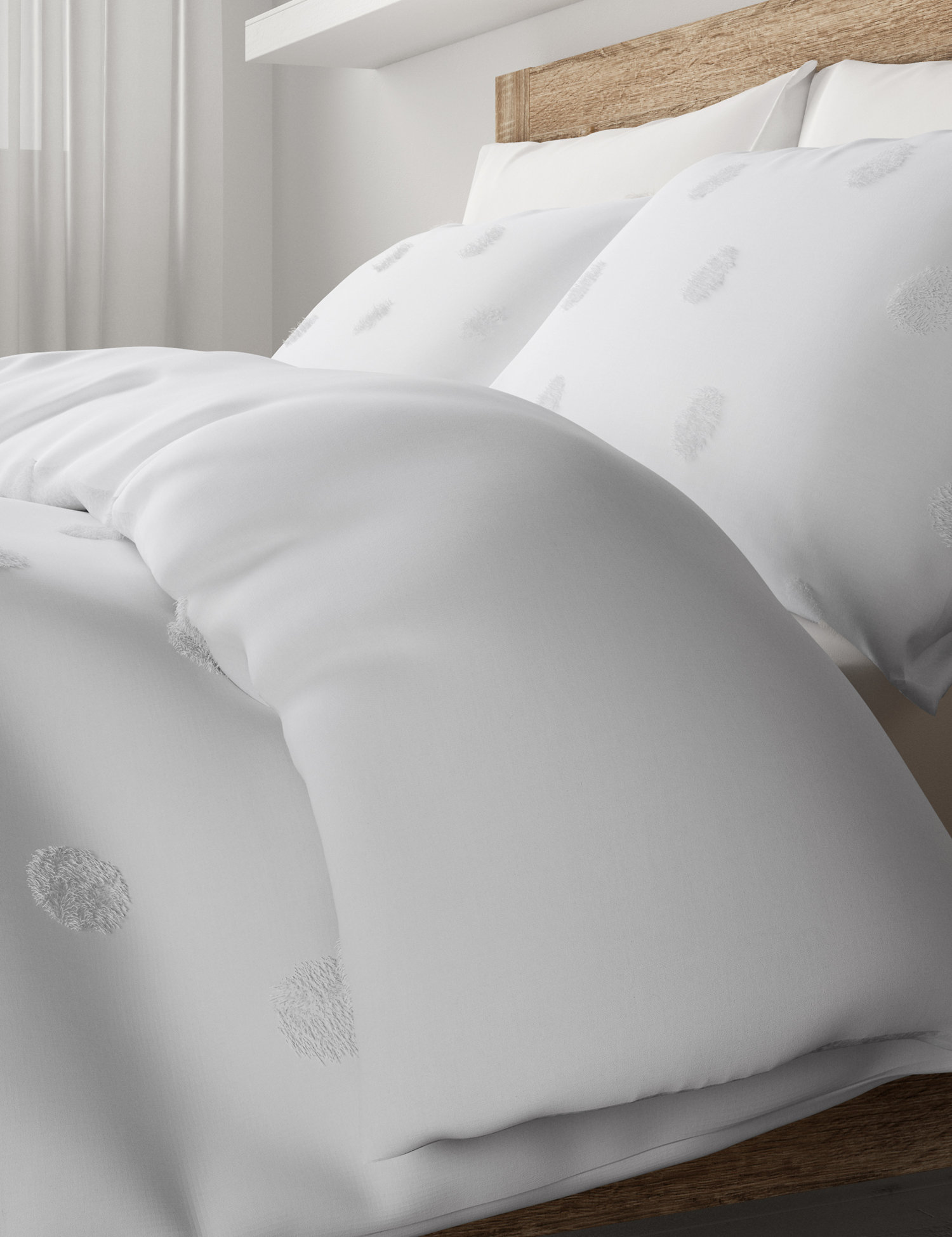 M&S Pure Cotton Spotty Textured Bedding Set