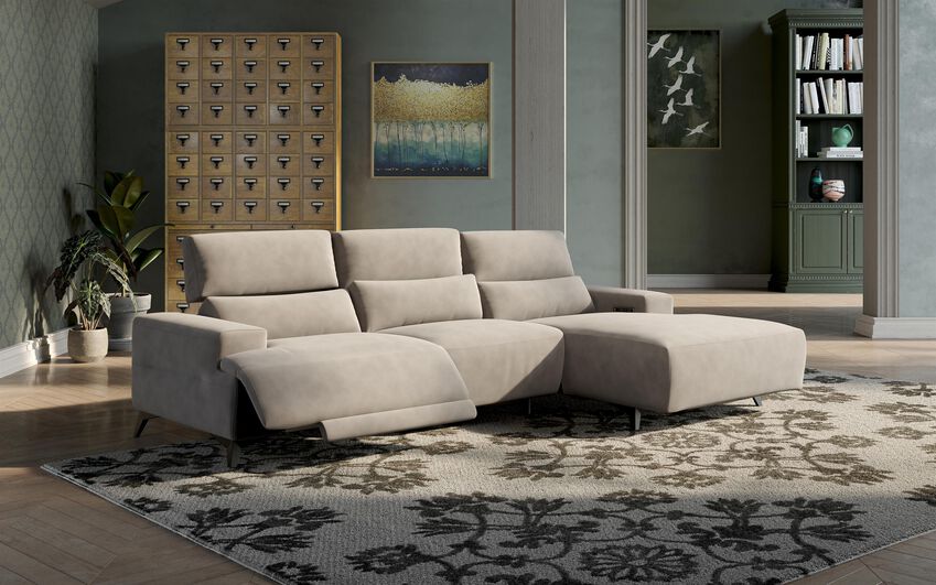 Poggio 3 Seater Power Recliner Right Hand Facing Sliding Chaise with Power Head Tilt
