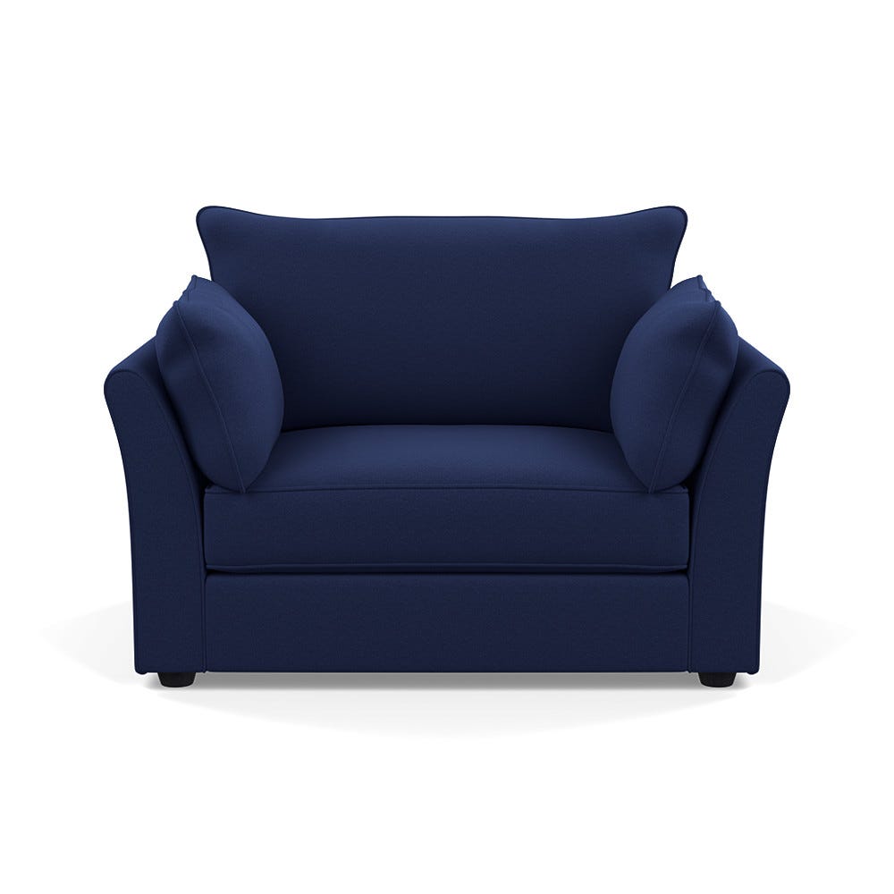 Heal's Tailor Loveseat Melton Wool New Navy Black Beech Feet