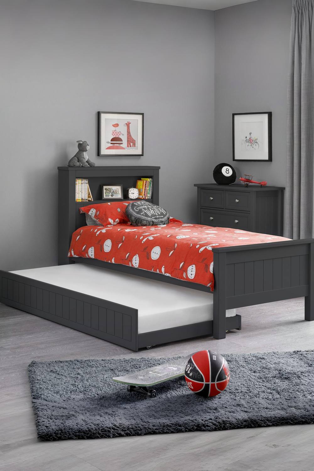 Julian Bowen Maine Bookcase Bed with Underbed Trundle in Black