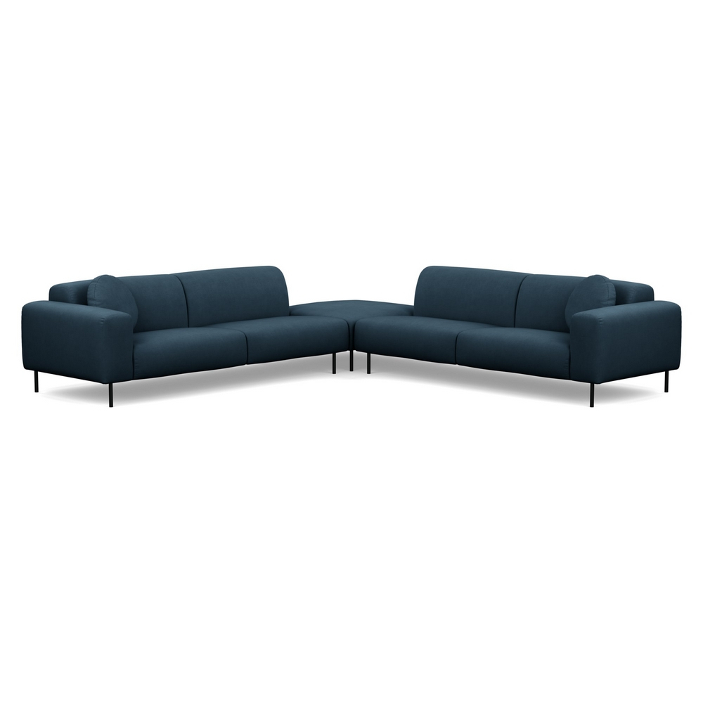 Heal's Luna Large Corner Sofa Siena Cotton Deep Sea Black Feet