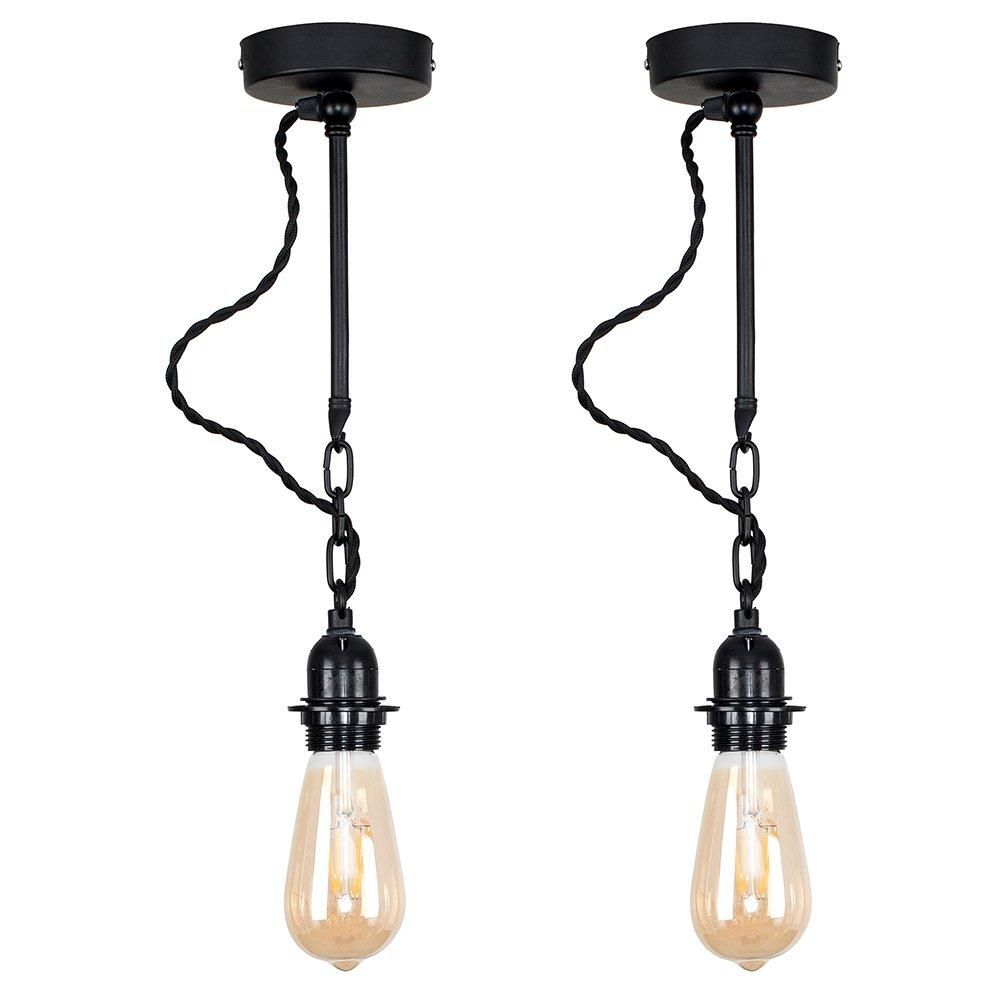 ValueLights Huber Pair of Black Indoor Wall Light