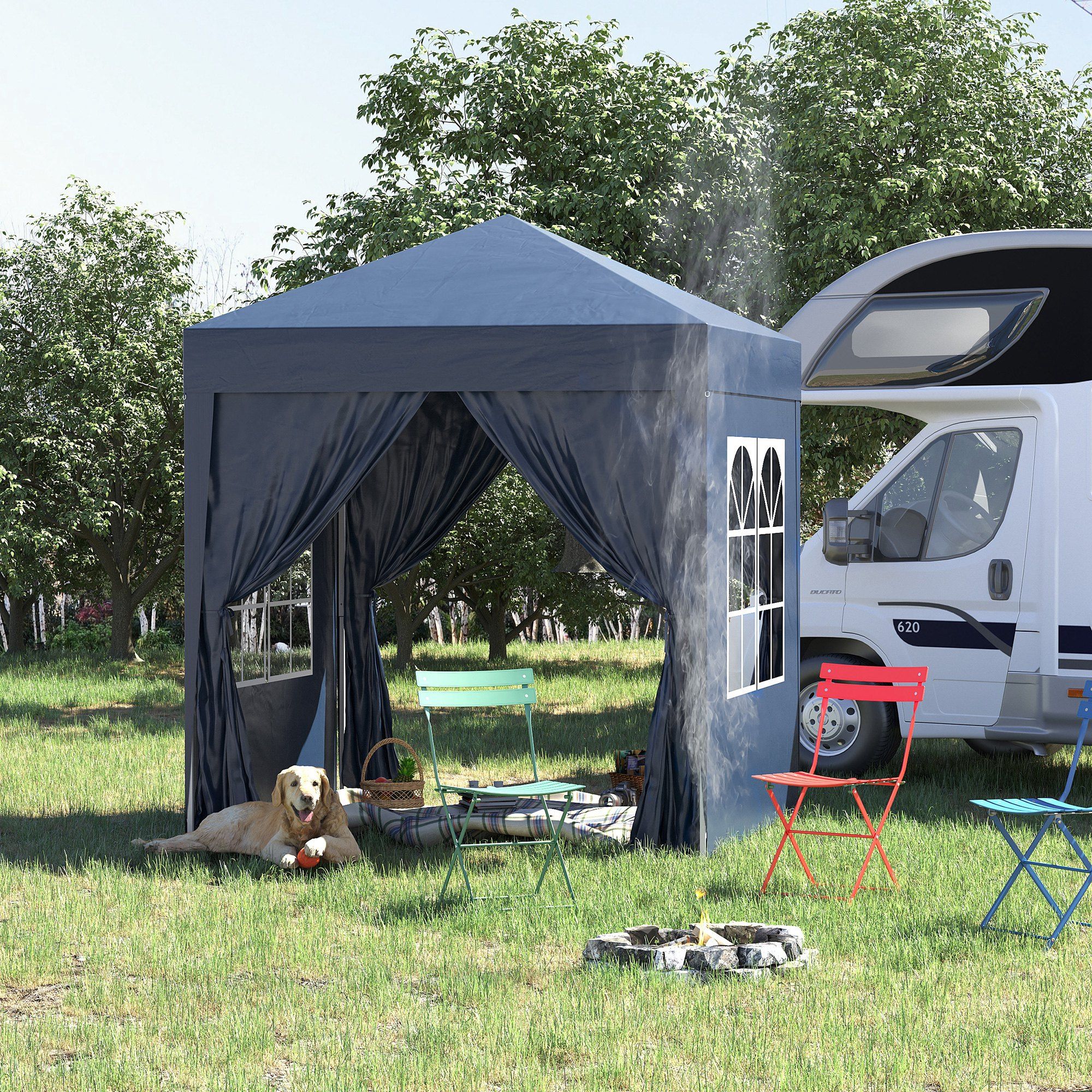 OUTSUNNY 2mx2m Pop Up Gazebo Party Tent Canopy Marquee with Storage Bag in Blue