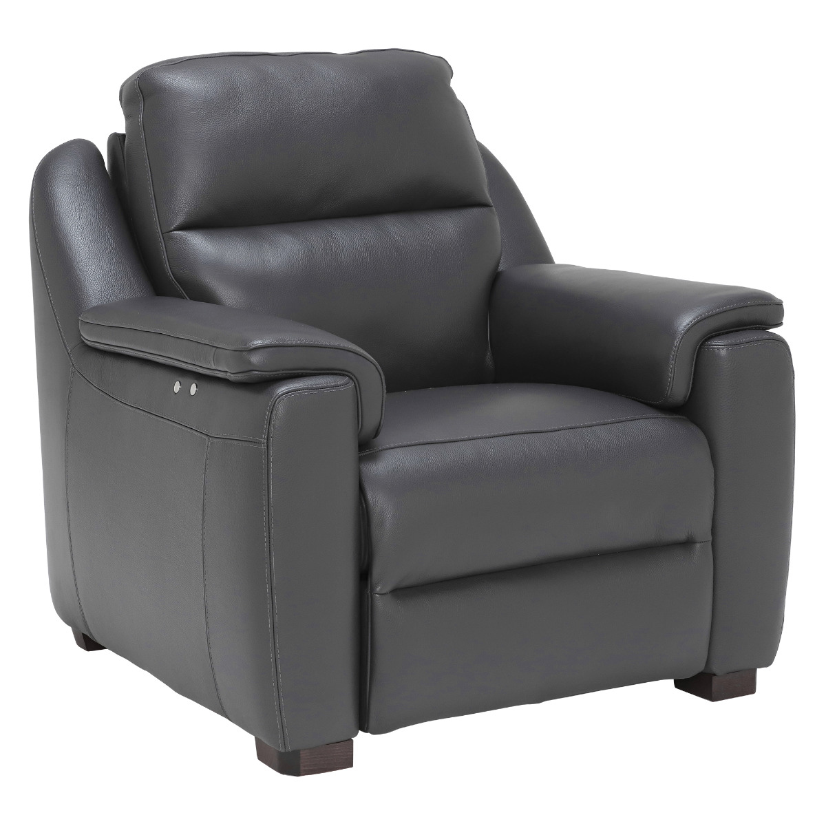 Strauss Grey Leather Recliner Armchair