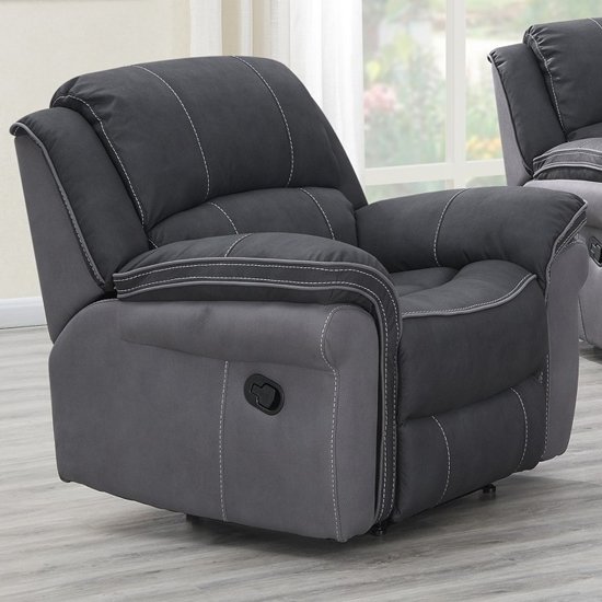 Koeia Fabric Lounge Chaise Armchair In Charcoal Fusion