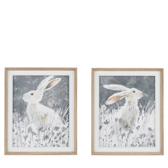 Cedar and Sage Set of 2 Botanical Hares Framed Canvases 4