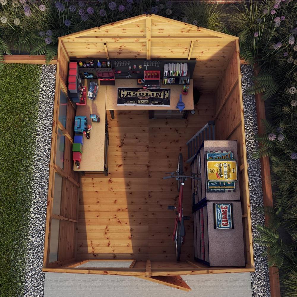 Mercia 10 x 8 Feet Shiplap Apex Shed - L296.6 x W250.4 x H235.6 cm - Brown 6