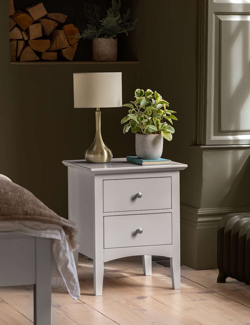 Gallery Direct Hastings Grey 2 Drawer Bedside Table Grey