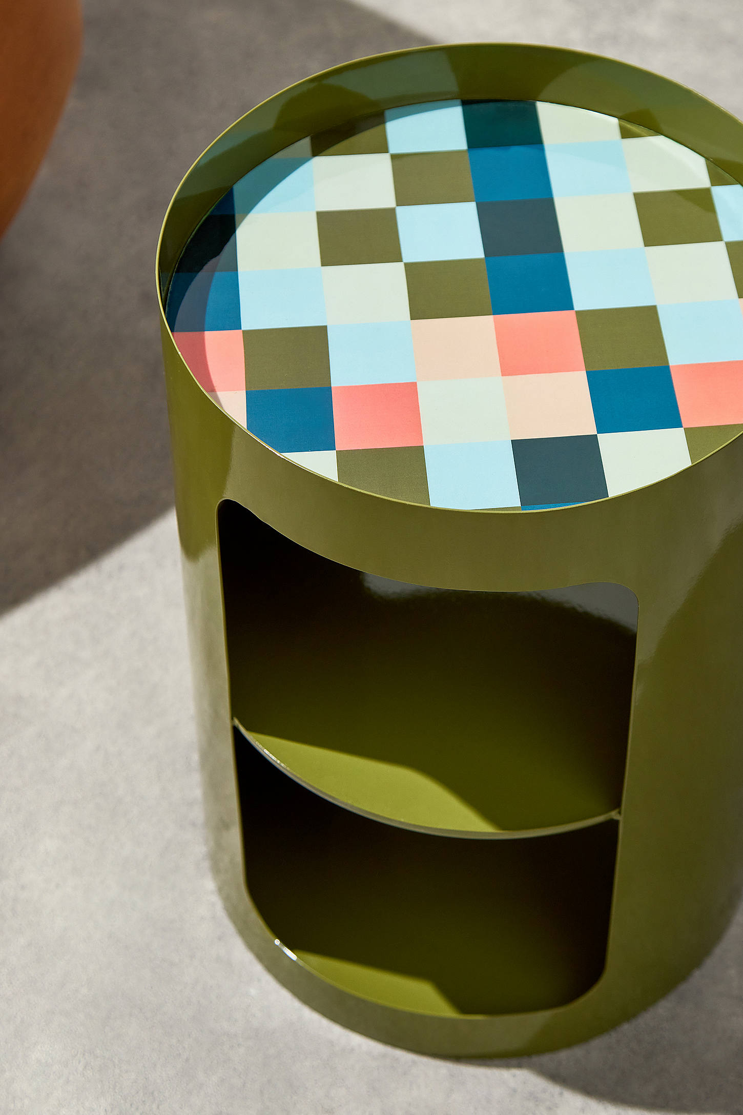Devon Checkerboard Side Table - Green