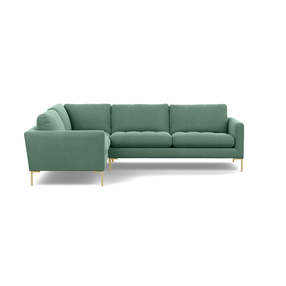 Heal's Eton Left Hand Facing Corner Sofa Smart Velvet Jade Brass Feet
