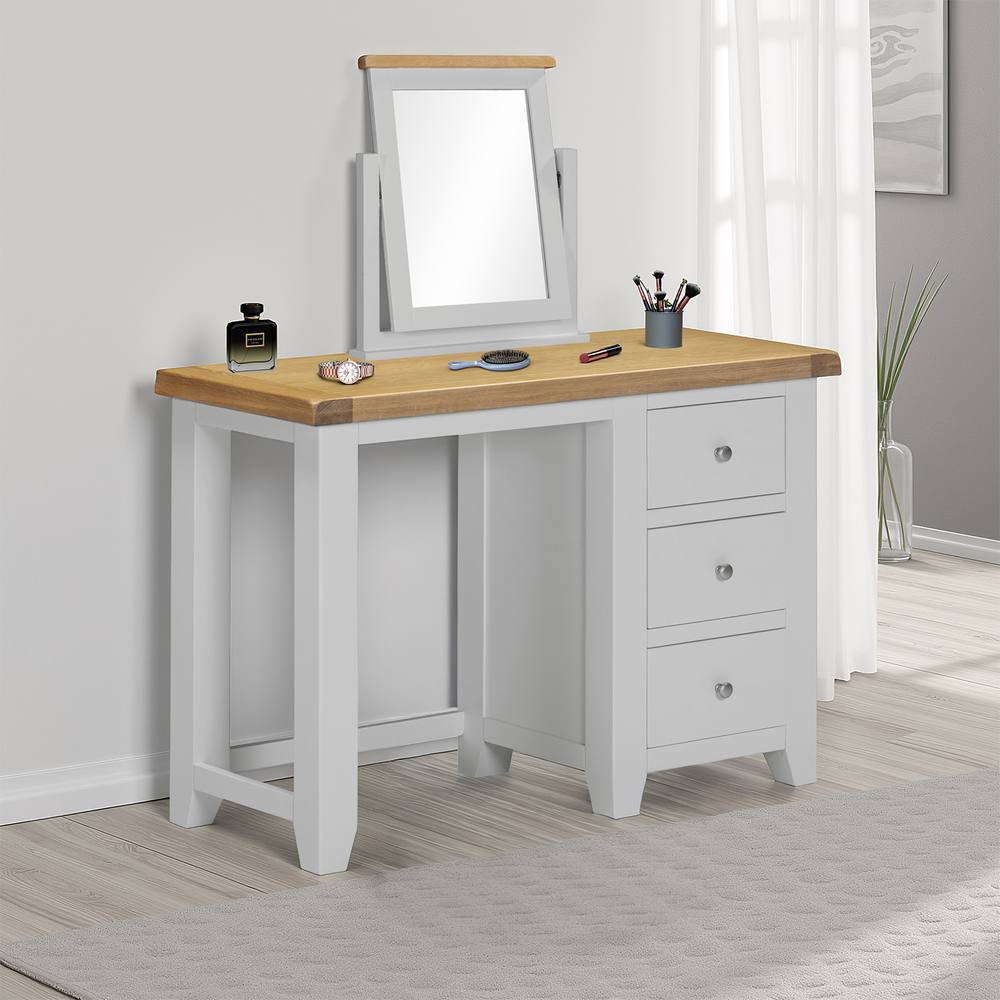 Seconique Windsor 3 Drawer Dressing Table & Mirror - Pebble Grey