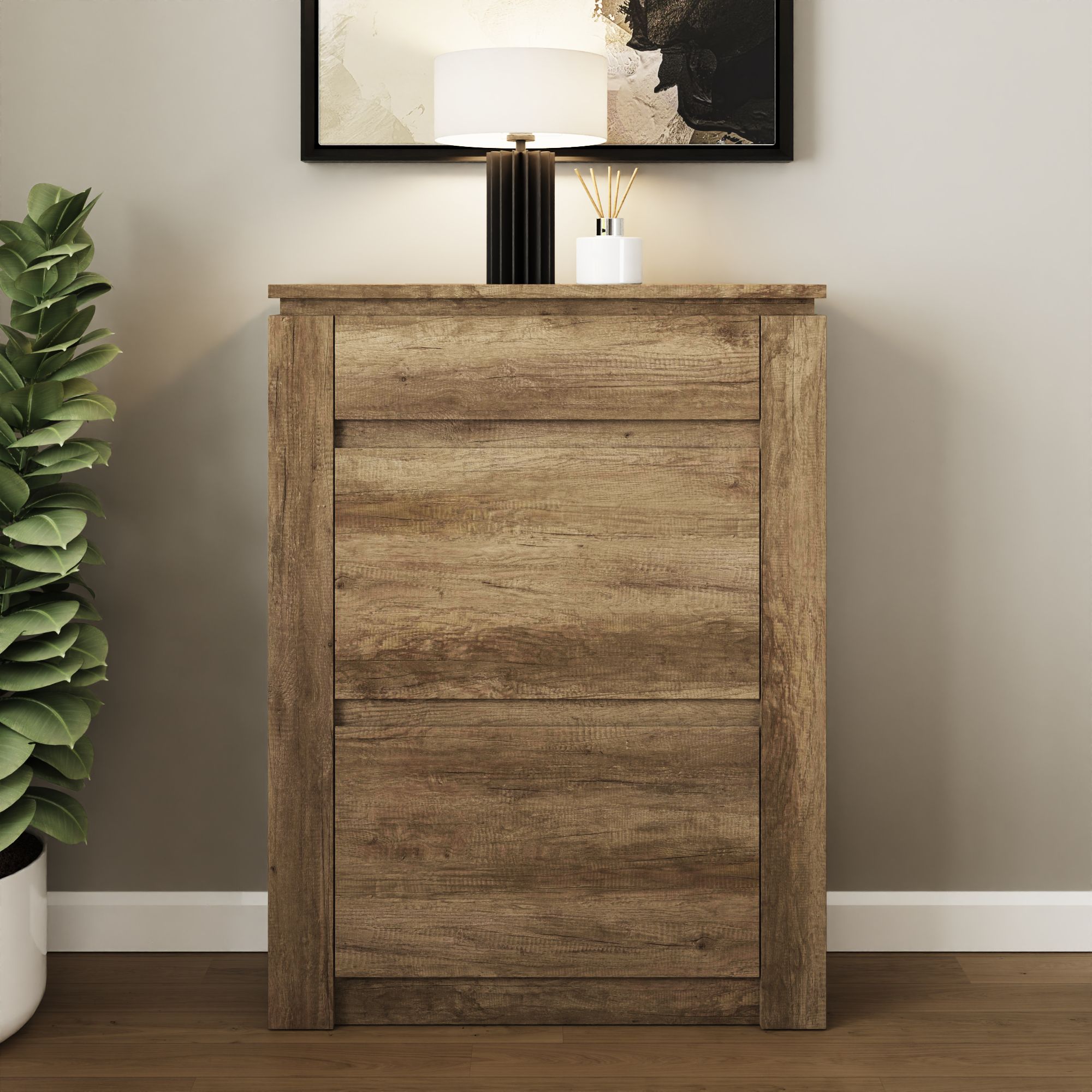 GFW Canyon Oak Shoe Cabinet in Light Oak