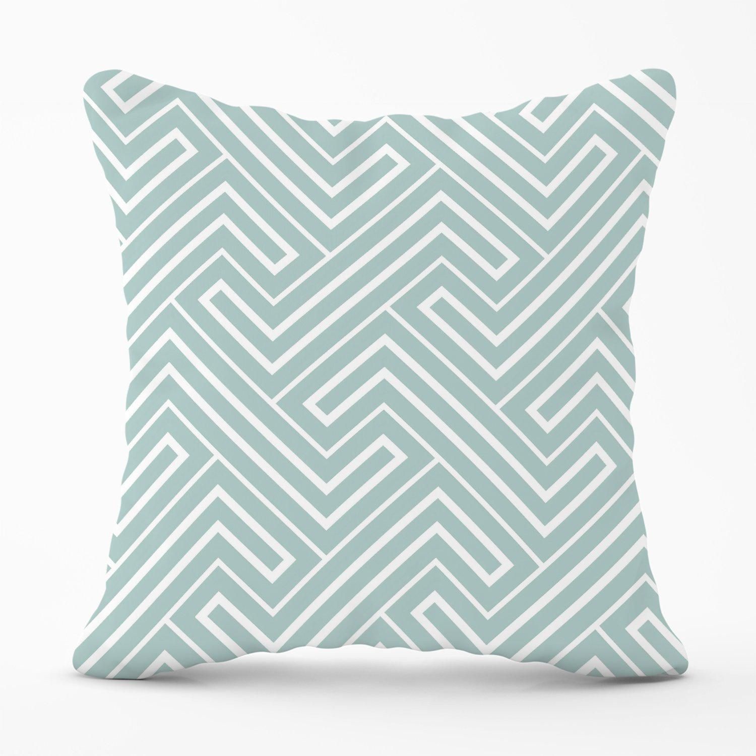 Warren Reed - Designer Geometric Modern Ornment Outdoor Cushion in Green