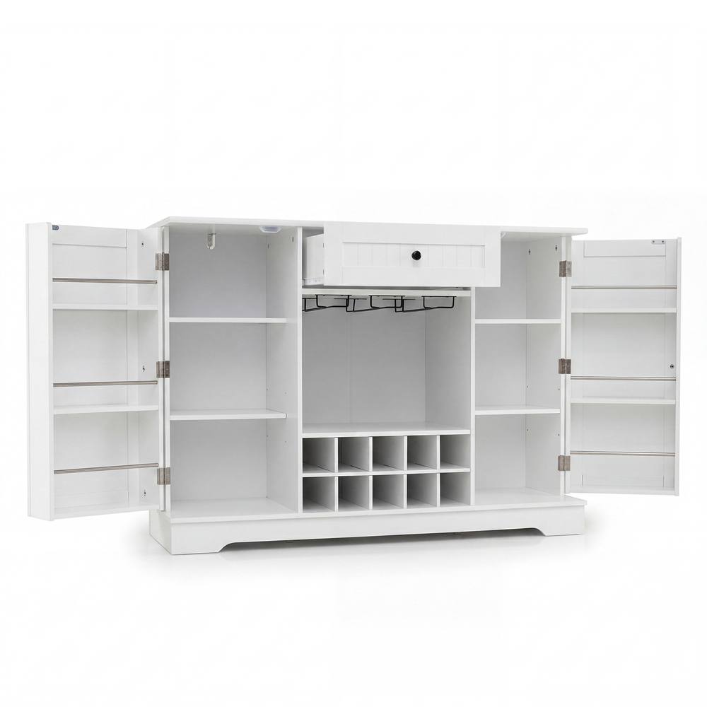 Costway 120 CM Kitchen Storage Cabinet with Door Shelves in White