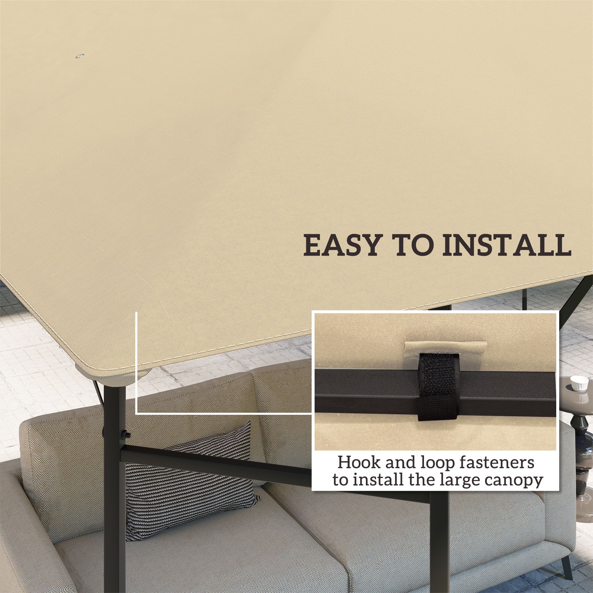 OUTSUNNY 3 x 3(m) Gazebo Canopy Replacement Cover with Drain Holes, Beige 5