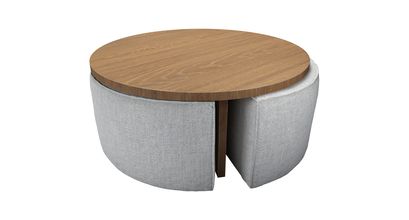 Woody Coffee Table and Nesting Stool Set in Koala Chelsea Linen - sofa.com