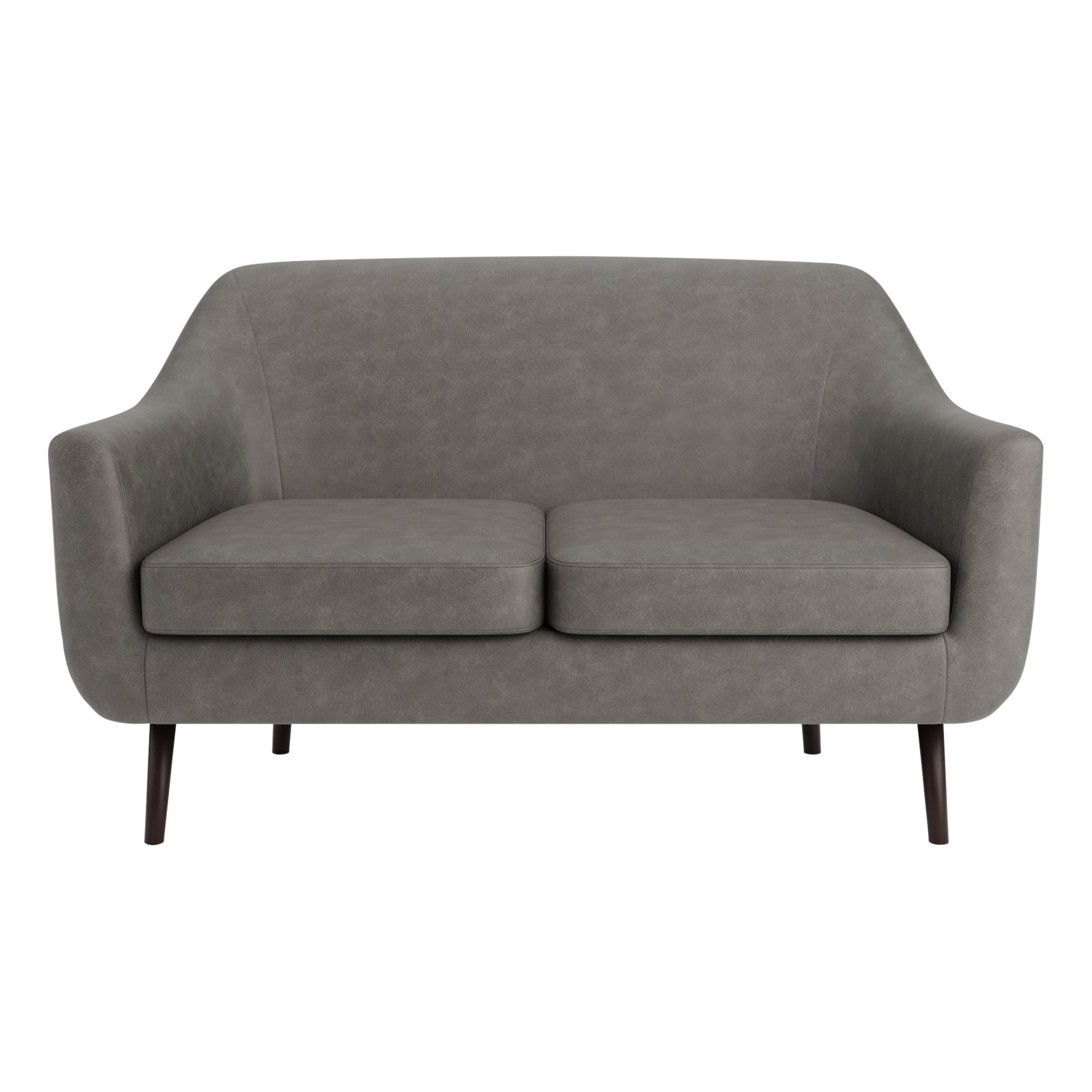 Eddie Distressed Faux Leather 2 Seater Compact Tub Sofa Grey