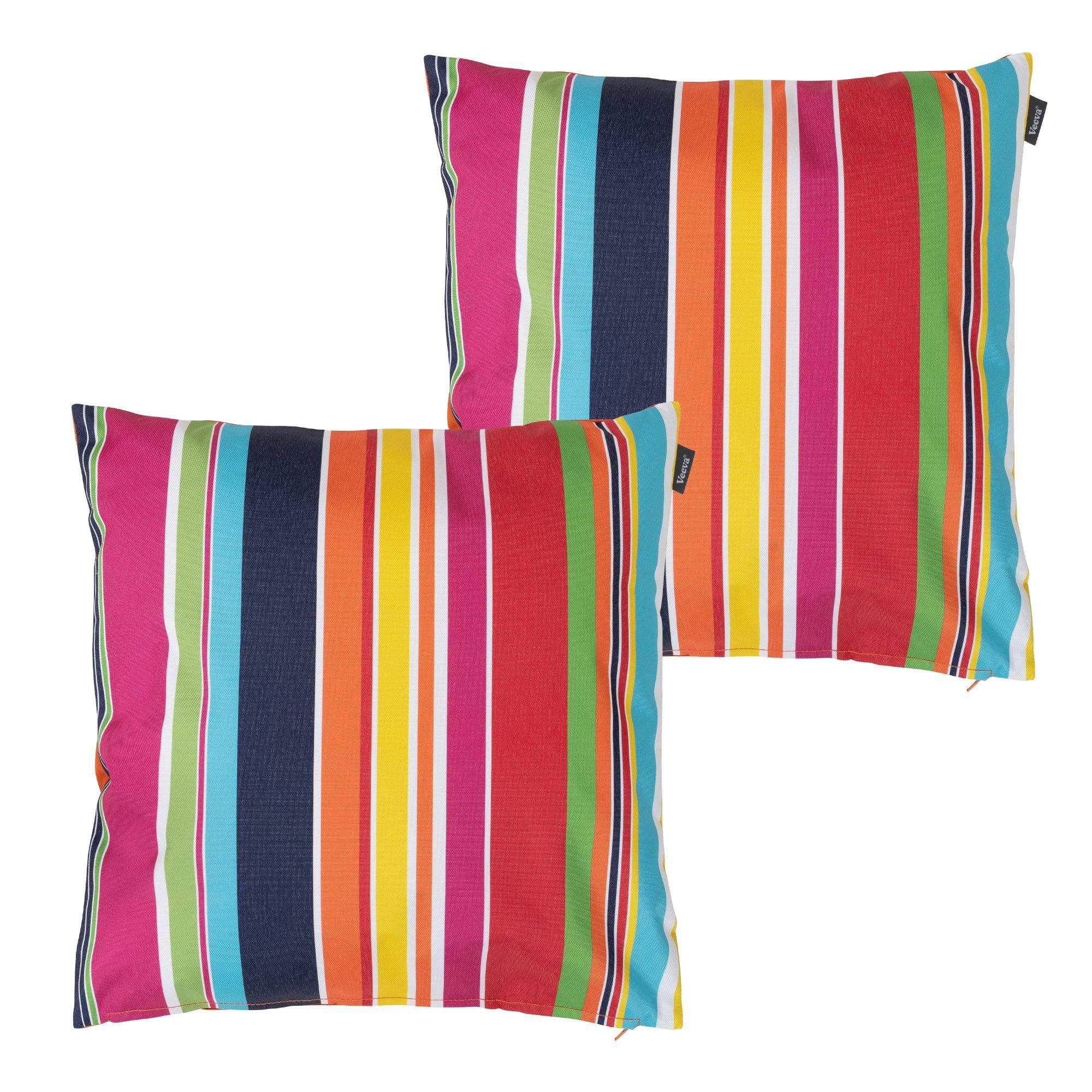 icon Indoor & Outdoor Waterproof Cushion Set of 2 Technicolour Geometric Waterproof Cushion in Orange