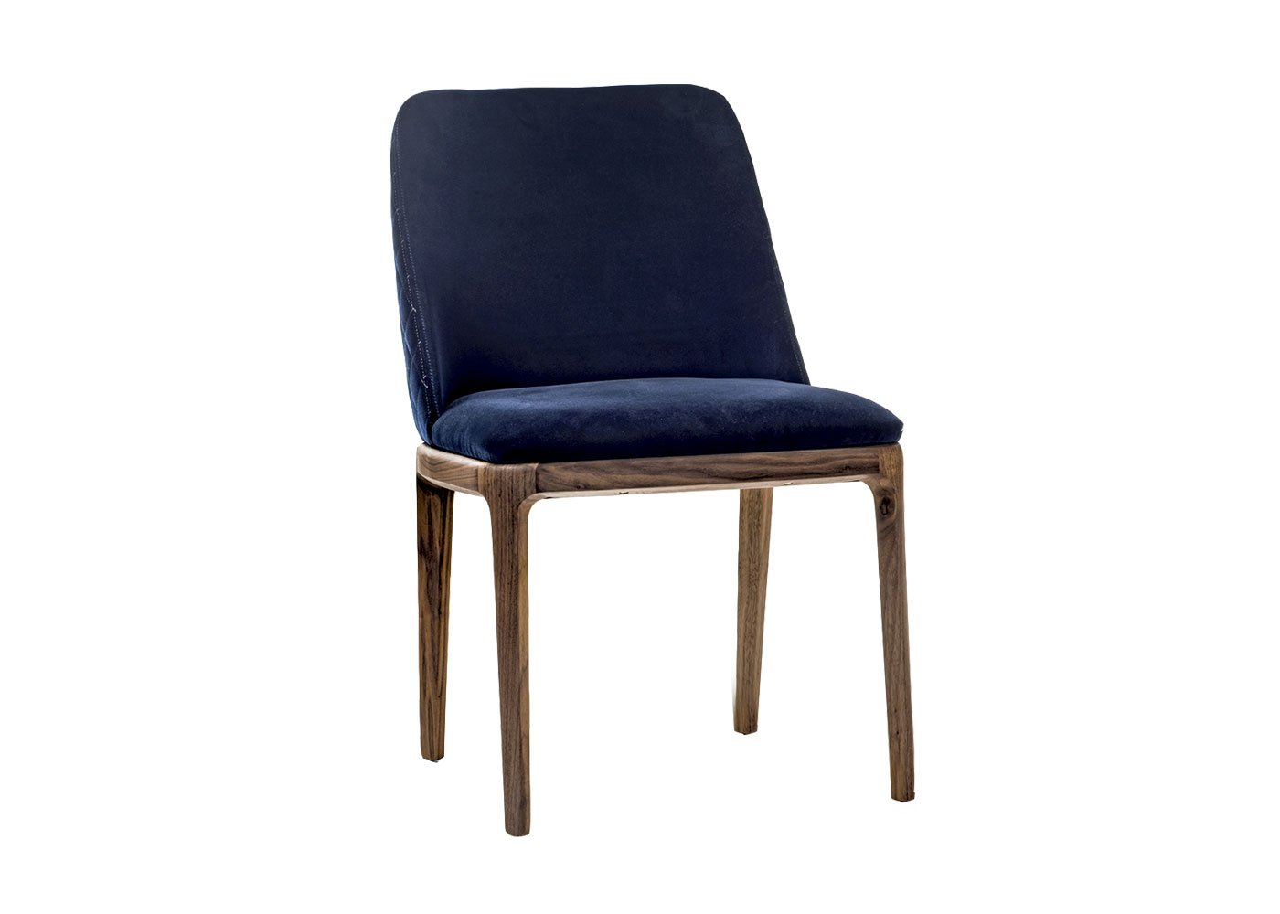 Riva 1920 Cloe 100 Dining Chair Walnut & Blue Velvet