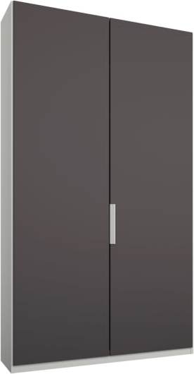 Caren 2 door 100cm Hinged Wardrobe, White Frame, Matt Graphite Grey Doors, Premium Interior