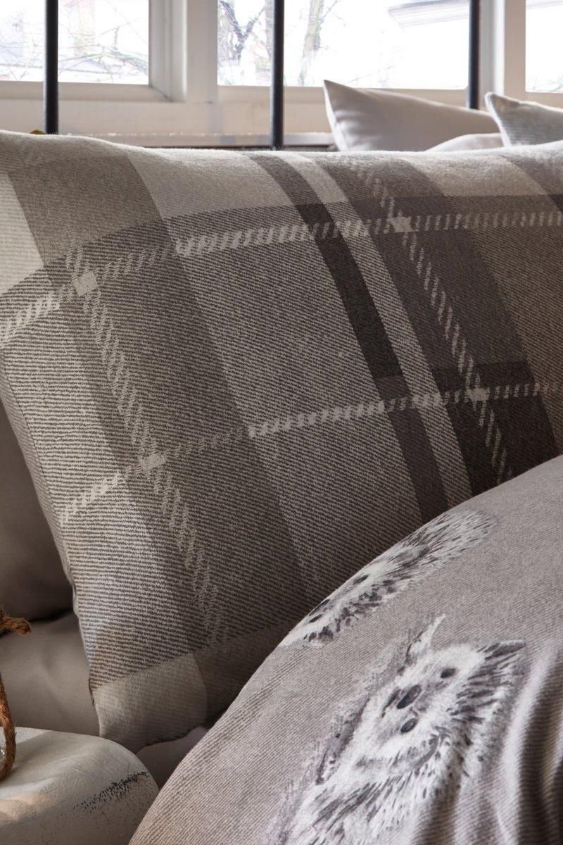 Dreams & Drapes 'Colville Check' 100% Brushed Cotton Duvet Cover Set in Grey 2