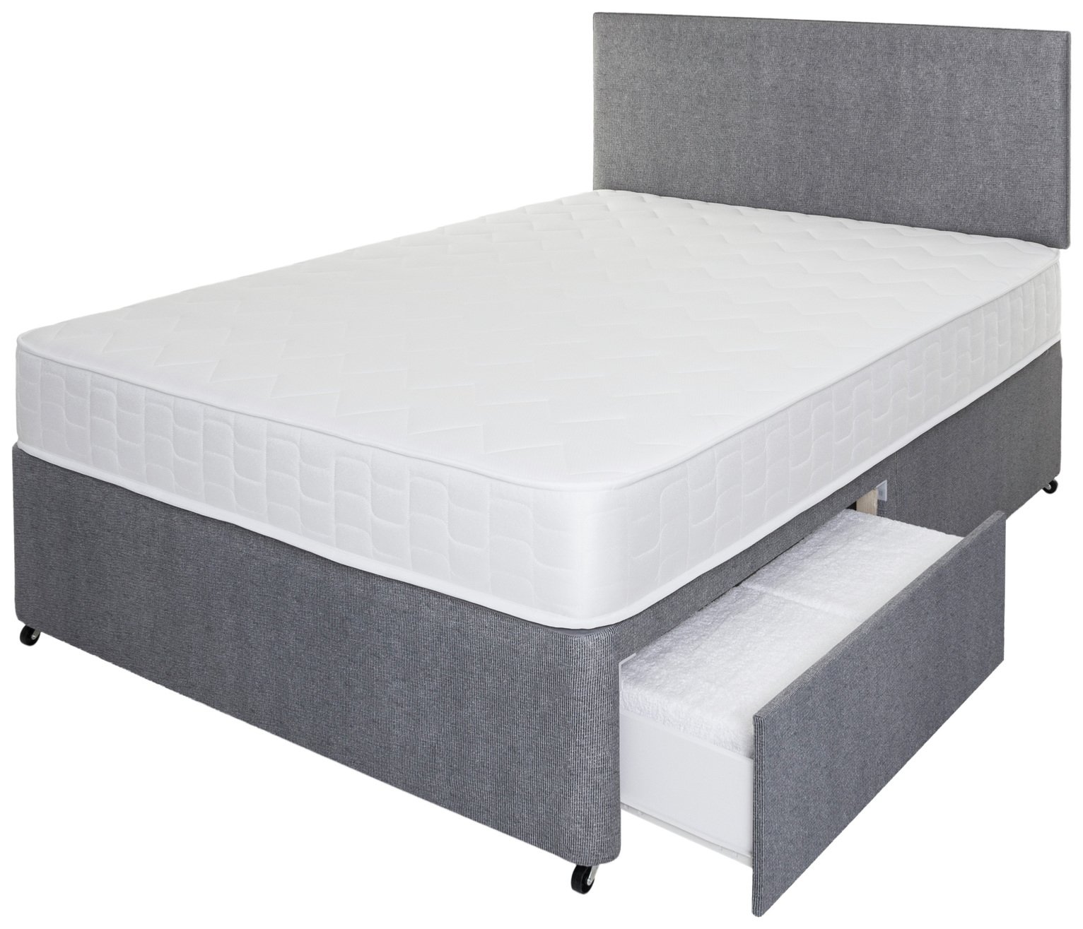 Argos Home Elmdon Memory 2 Drawer Double Divan - Grey