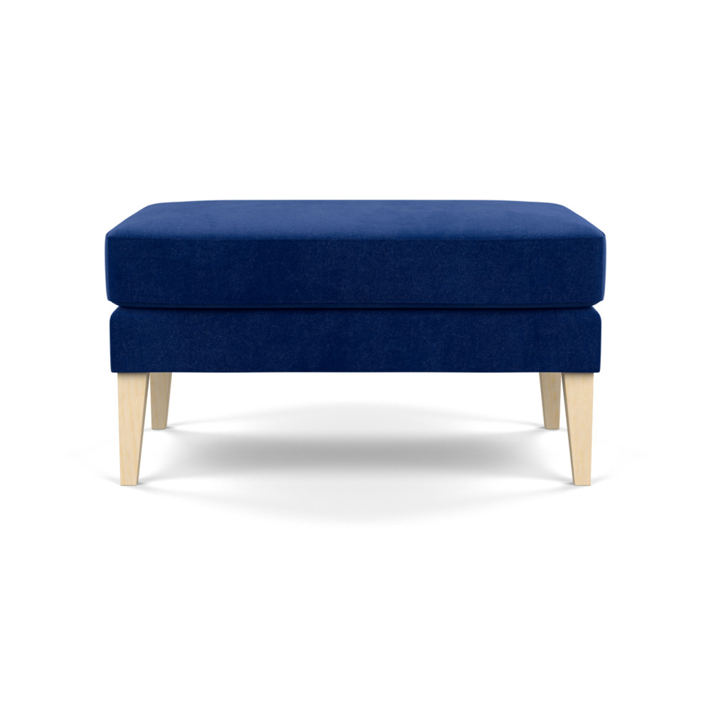 Heal's Richmond Ottoman Smart Luxe Velvet Azure Natural Ash Feet