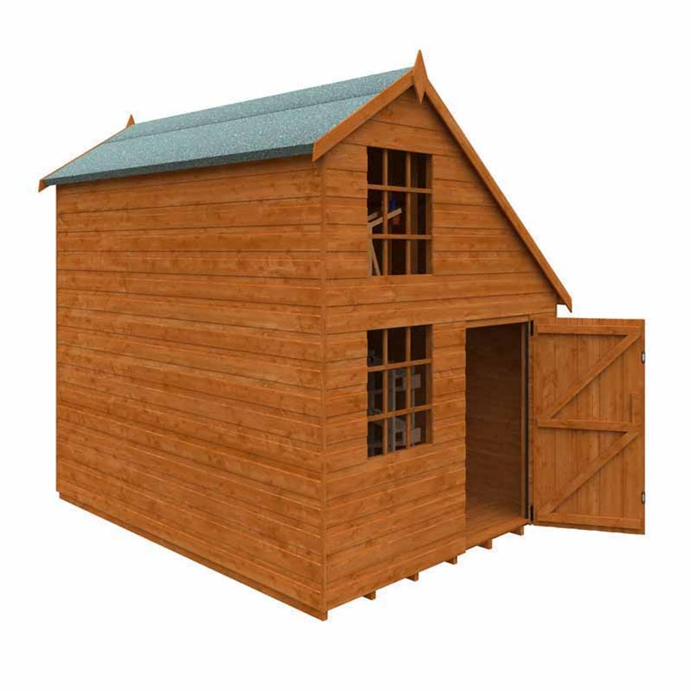 Buttercup Farm 8 x 6 Feet Clubhouse 12mm Shed - Solid Wood/Softwood/Pine in Burnt Orange