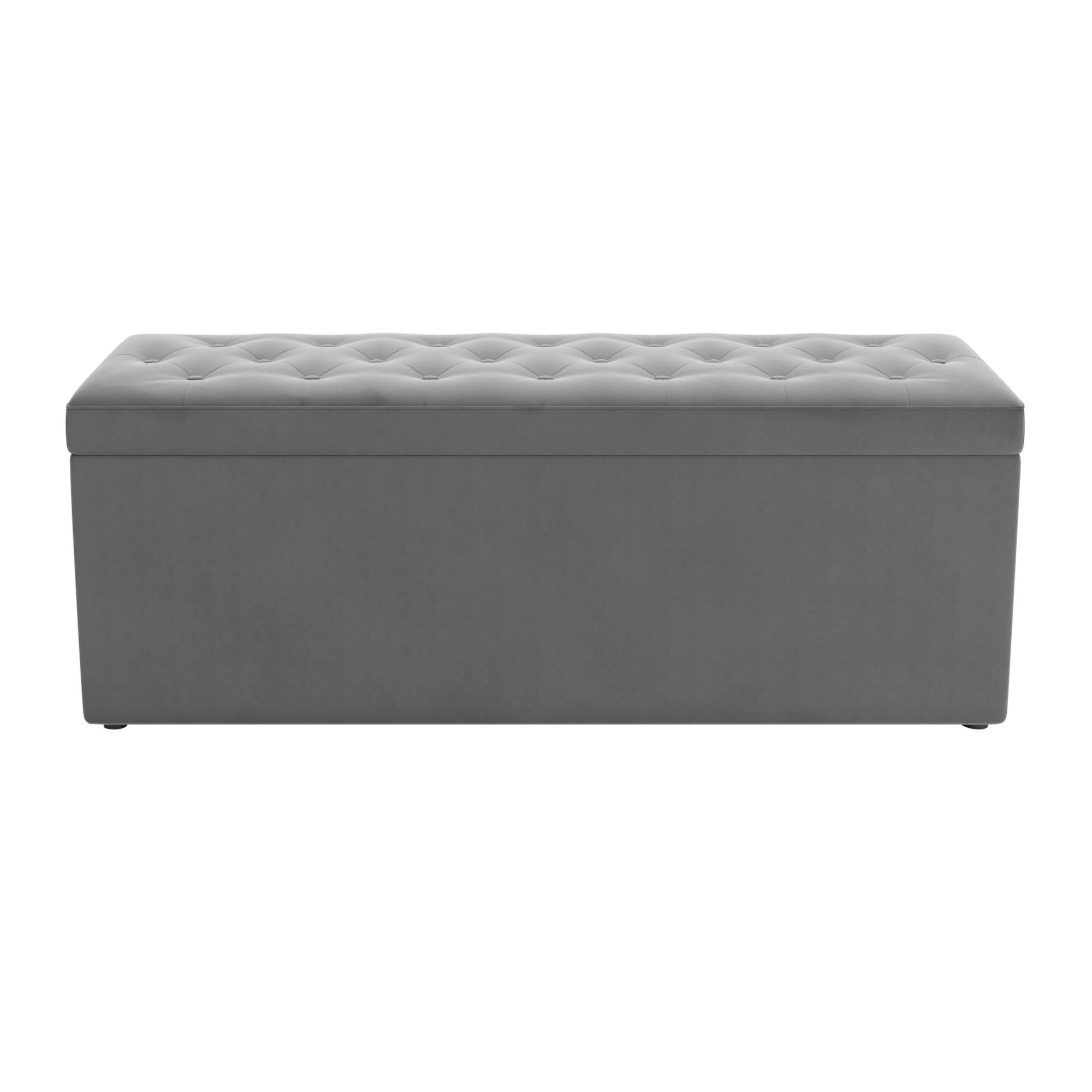 Oswald Velvet Buttoned Ottoman Bench Grey