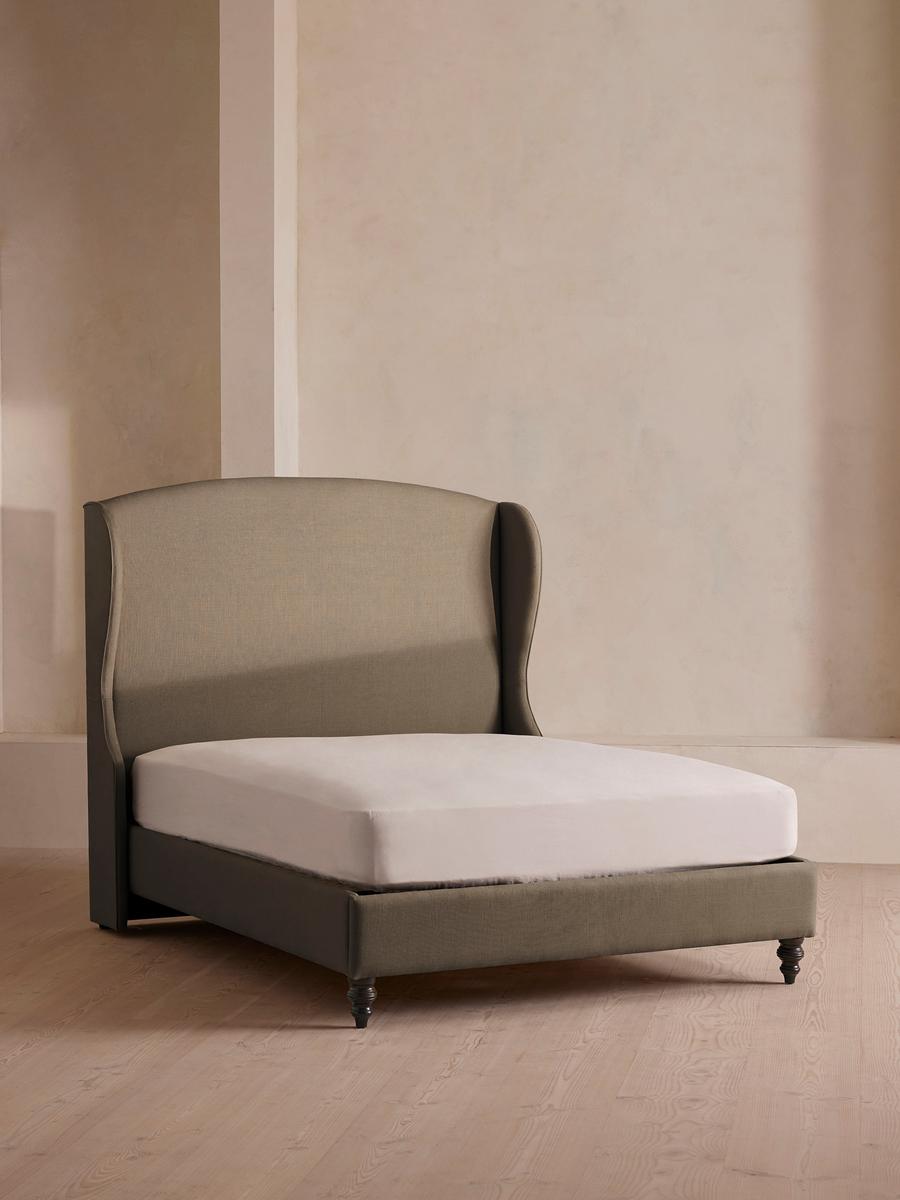 Rivas Bed, Double, Linen, Mushroom