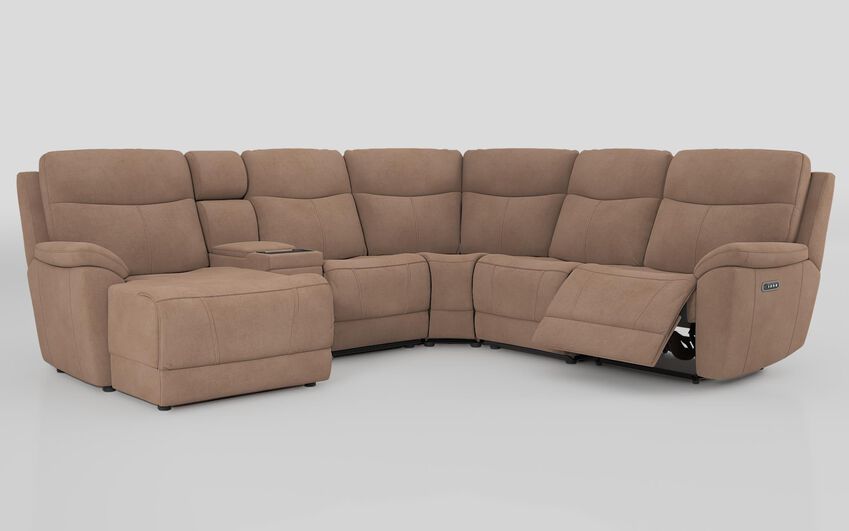 Beige Fabric Eldwick 3 Corner 3 Left Hand Facing Power Right Hand Facing Console & Chaise Sofa