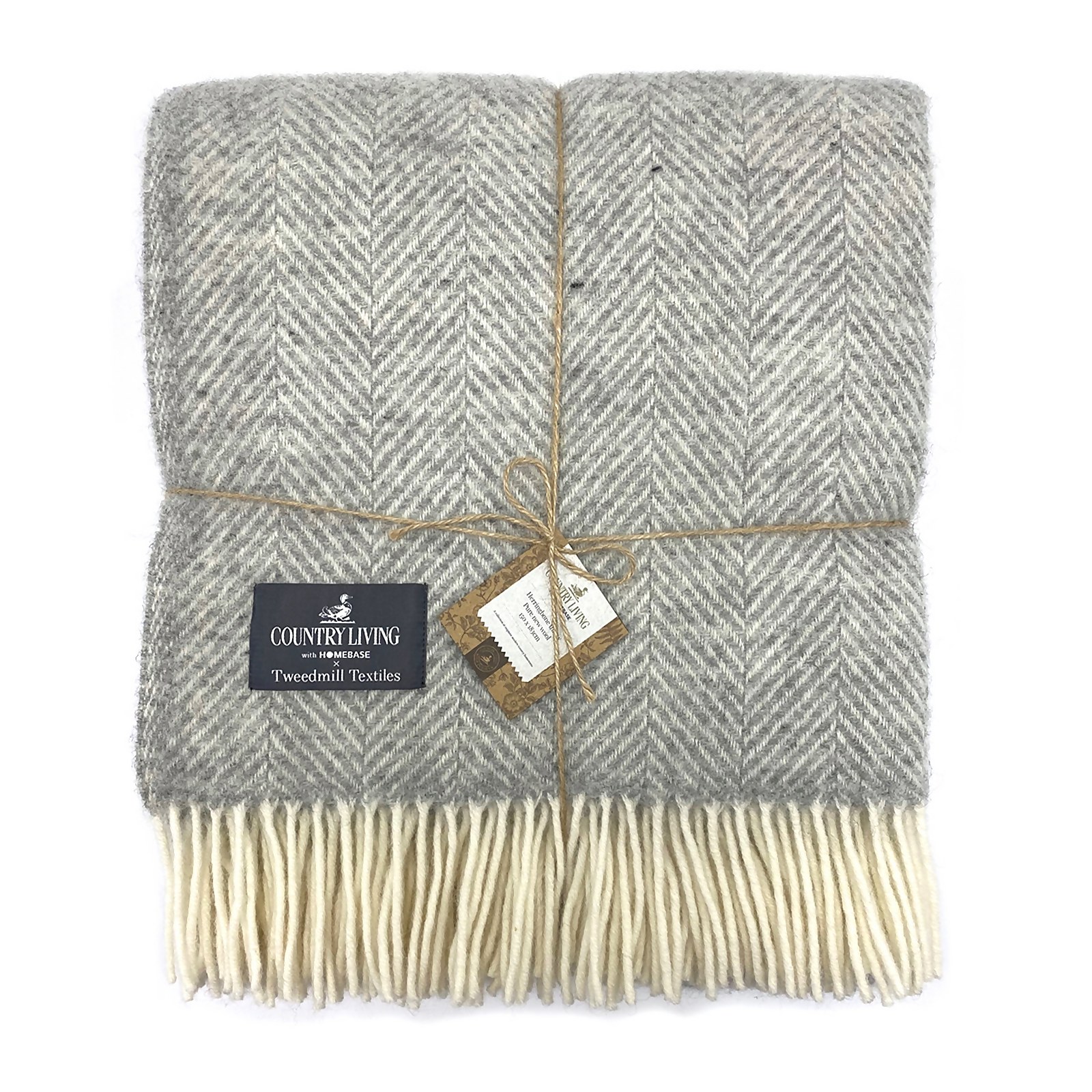 Country Living Wool Herringbone Throw - 150x183cm - Grey