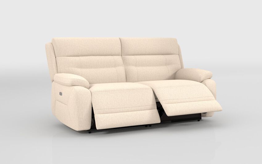 White Fabric Fenton 3 Seater Power Recliner Sofa