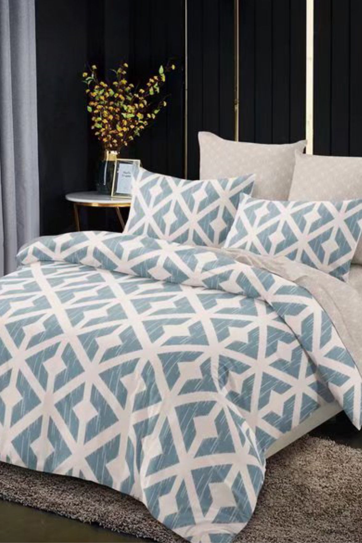Ezysleep Aztec Blue Printed Duvet Cover Set