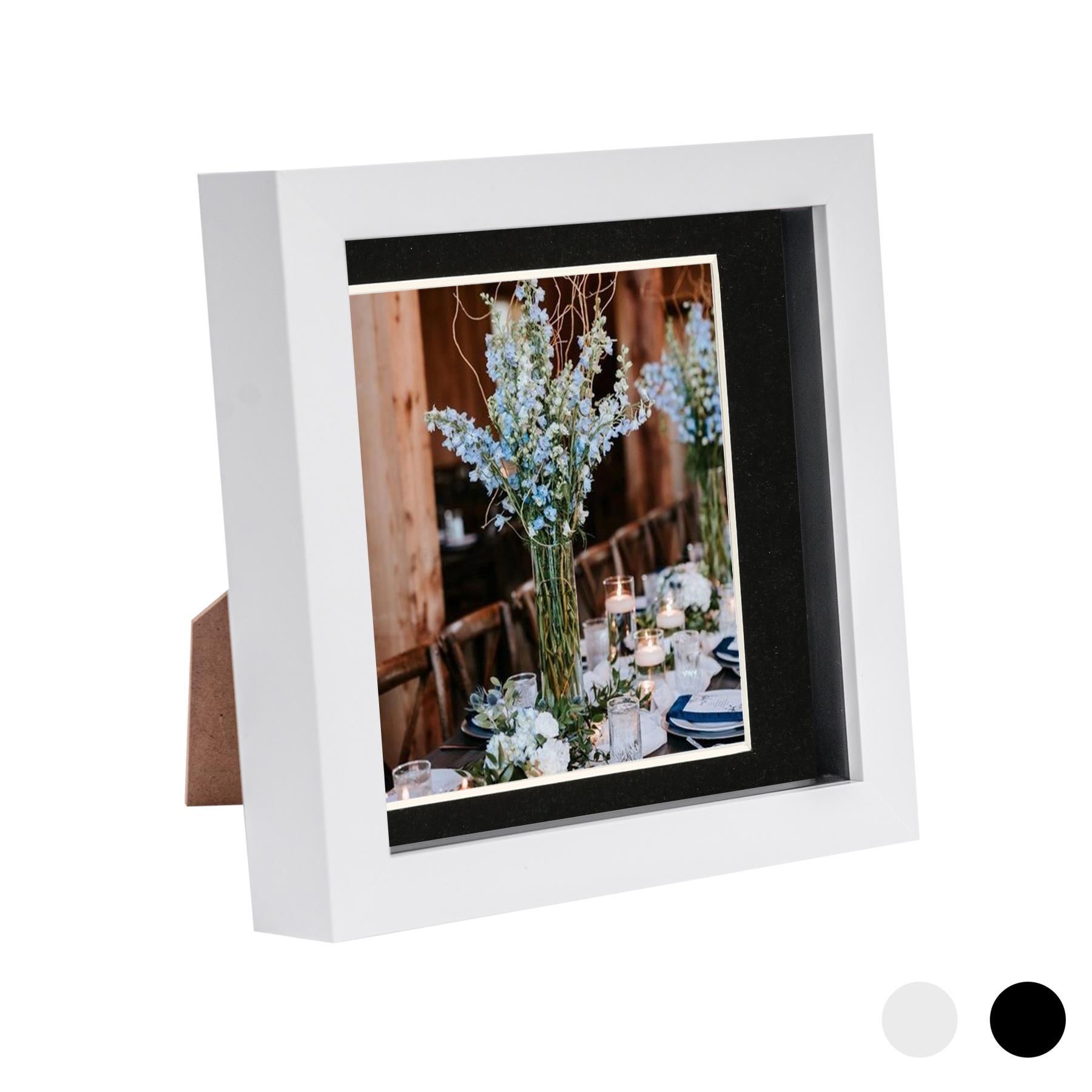 Nicola Spring 3D Box Photo Frame - 6 x 6" with 4 x 4" Mount - White Mount