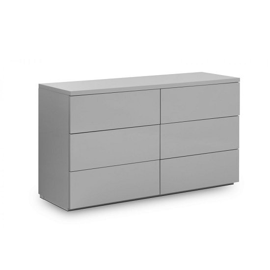 Marcus Chest Of Drawers Wide In Grey High Gloss With 6 Drawers
