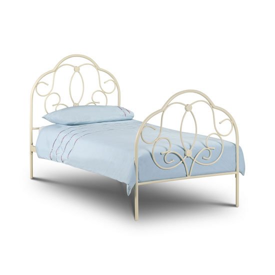 Arabel Metal Single Bed In Stone White Finish